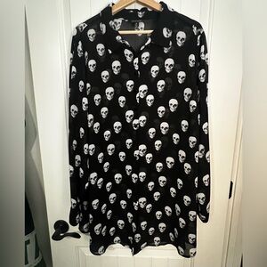 Torrid Black Sheer Skull Print Shirt